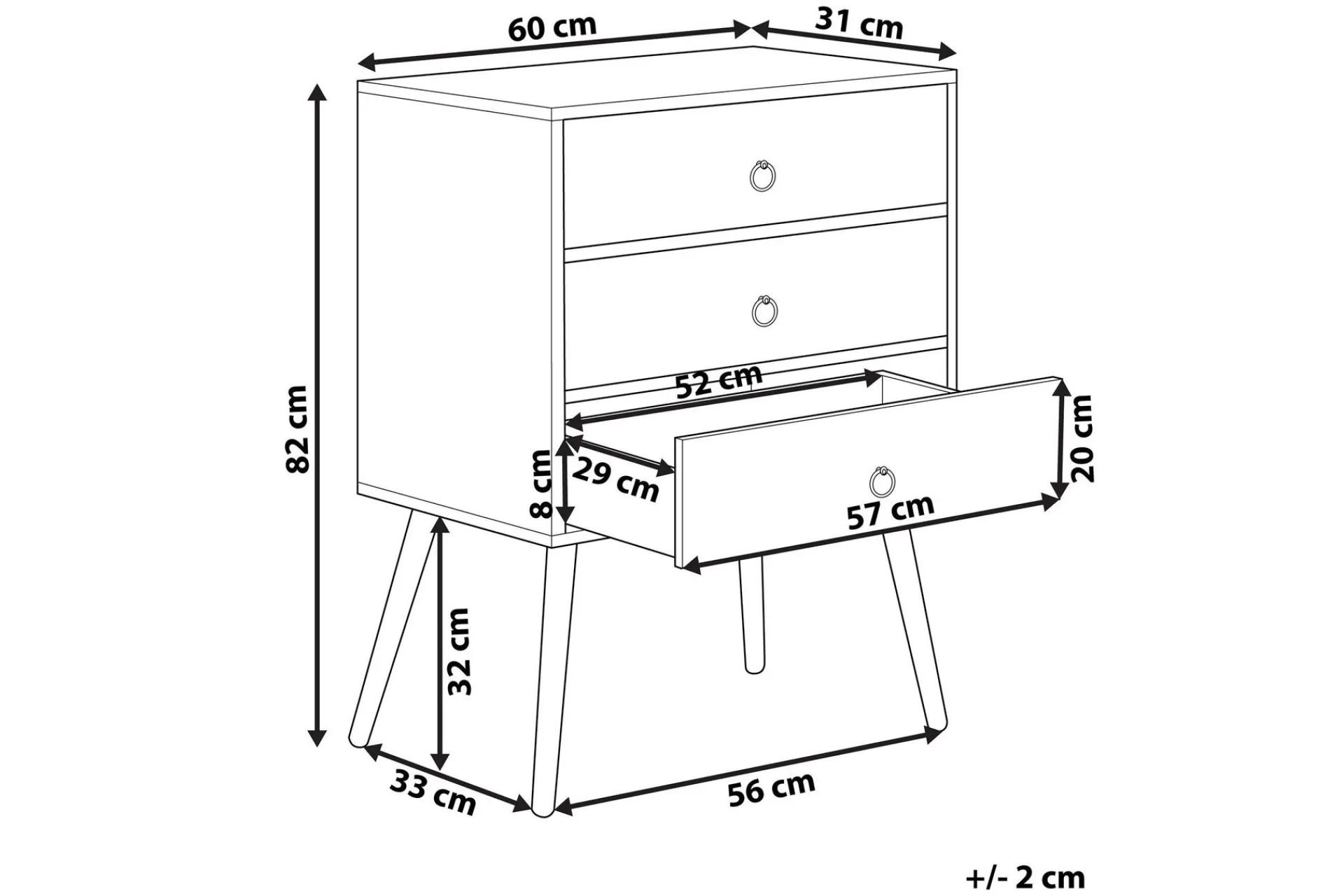Kommode|Entrekommode-Abatley Kommode 60 cm Tre/Natur