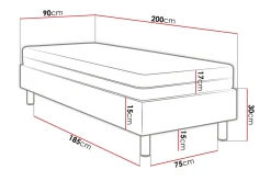 Sengeramme & Sengestamme-Adeliza Kontinentalseng 90x200 cm+Panel 60 cm Alm 3