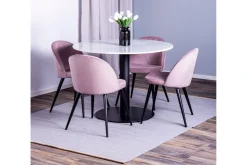 Venture Home Admira spisebord med 4 Valeri Spisestoler - Rosa Cordfløyel
