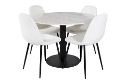 Venture Home Spisegrupper-Admira Spisegruppe 106 cm Rund inkl. 4 Ypas Stoler Hvit/Svart