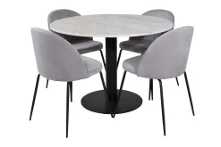 Venture Home Admira Spisegruppe 106 cm Rundt Marmor inkl. 4 Foyos Stoler