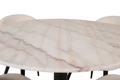 Venture Home Admira Spisegruppe 106 cm Rundt Marmorbord med 4 Valera Spisestoler