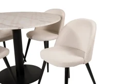 Venture Home Admira Spisegruppe 106 cm Rundt Marmorbord med 4 Valera Spisestoler