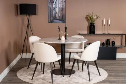 Venture Home Admira Spisegruppe 106 cm Rundt Marmorbord med 4 Valera Spisestoler