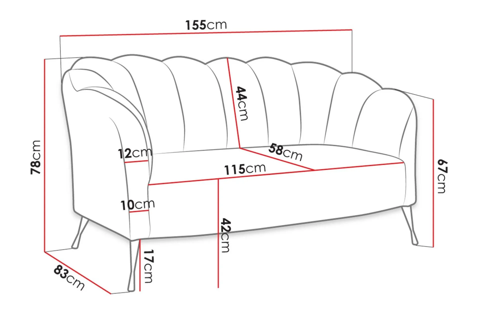 Adrial 2-seters Sofa