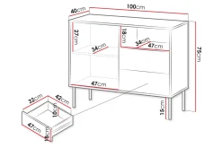 Entrekommode|Kommode-Akiko Kommode 100 cm Grønn