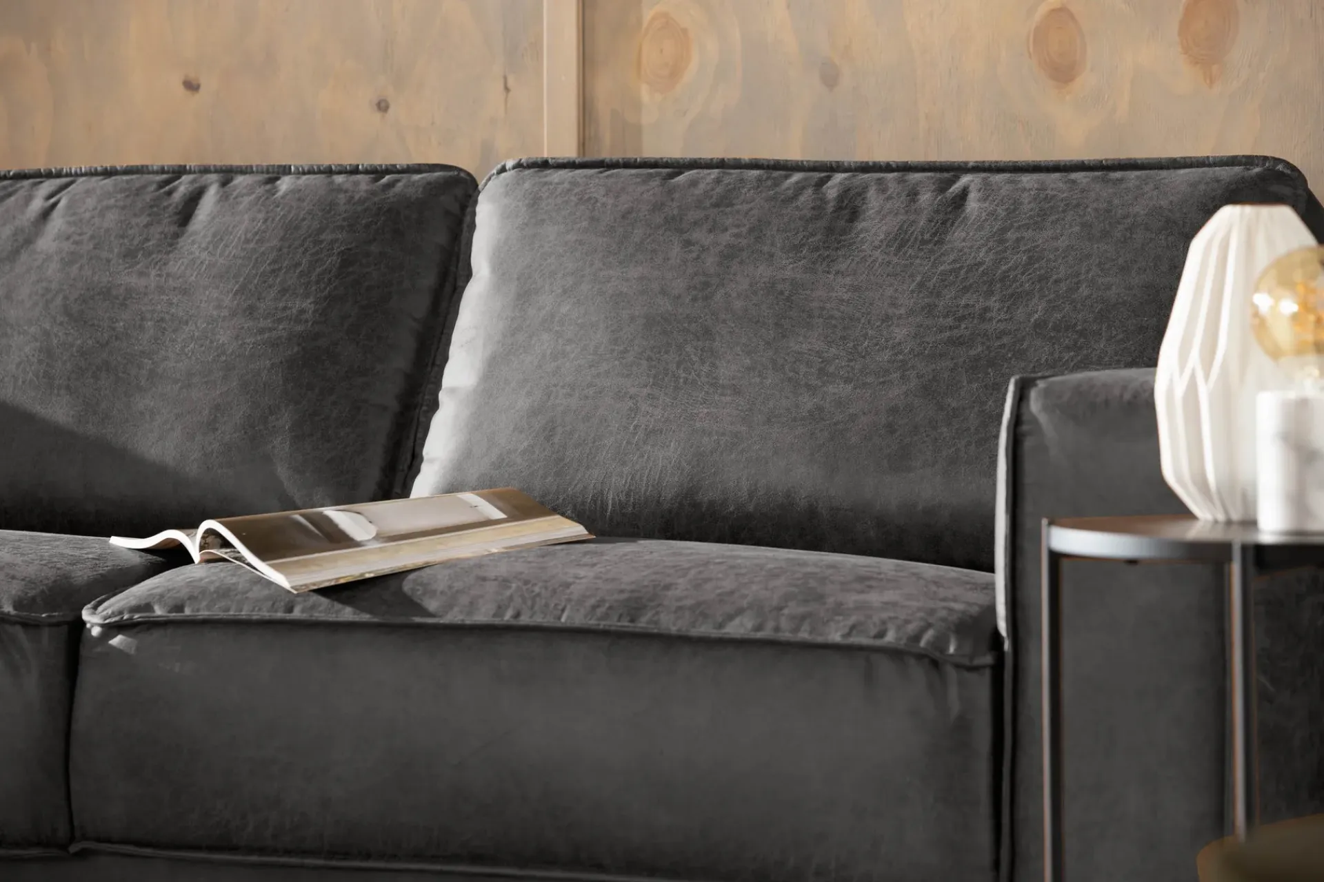 Manor House Akron 2,5-seter Sofa med Sjeselong Venstre Bonded Lær
