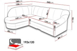 Alandra Hjørnesovesofa 242x180x92 cm