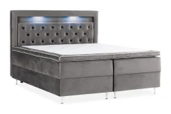 Cloud47 Kontinentalsenger|Seng Med Oppbevaring-Alessia Komplett Sengpakke med Oppbevaring LED-belysning 160x200 cm Mørkegrå