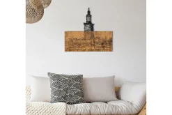 Skilt-Alexandria Lighthouse Veggdekor Svart/Valnøtt