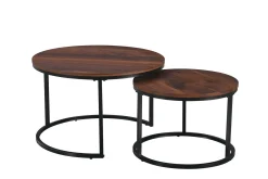 Basic Home Avlastningsbord|Sofabord-Alex settbord 76 cm rundt Valnøtt