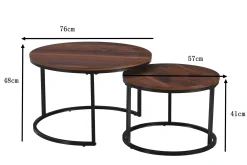 Basic Home Avlastningsbord|Sofabord-Alex settbord 76 cm rundt Valnøtt