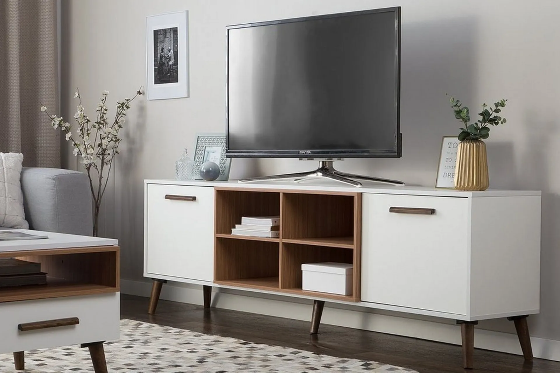 Tv-Benk & Mediabenk-Alloa TV-benk 40x180 cm Hvit