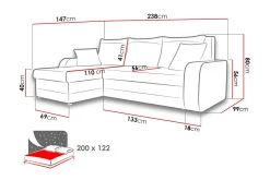 Majestic Furniture Sovesofaer-Alvared 3-seters Hjørnesovesofa Universal Plum 3 + Plum 4 + Plum 3