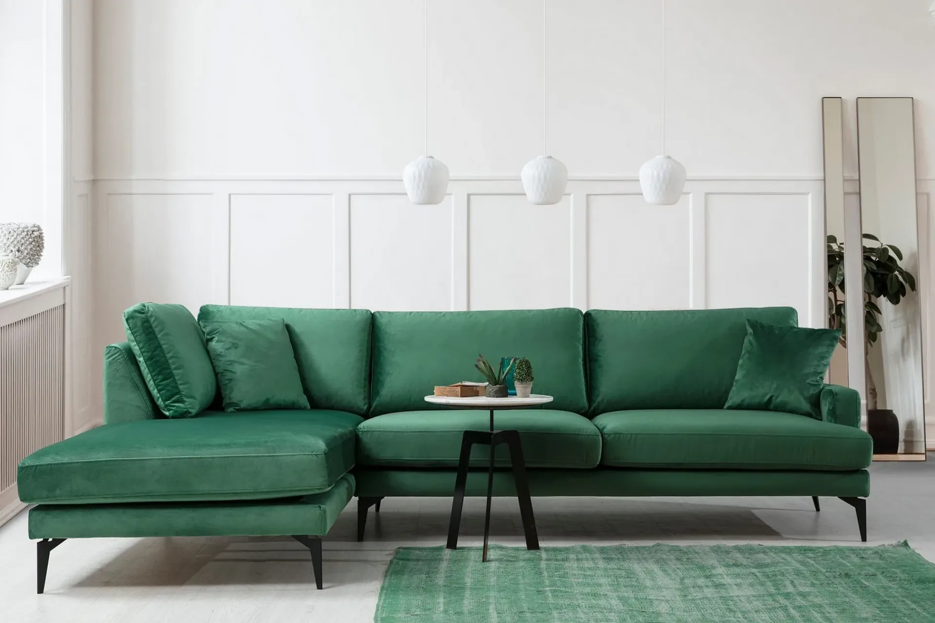Sofa Med Sjeselong-Andary Divansofa Grønn