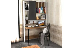Kontorbord-Andifli Skrivebord 60x196,6x120 cm med oppbevaring Hvit