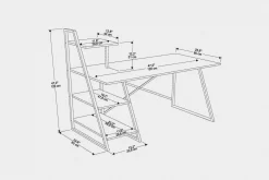 Kontorbord-Andifli Skrivebord 60x120x120 cm med oppbevaring Svart