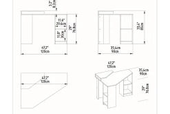 Andifli Skrivebord 90x76,8x120 cm med oppbevaring