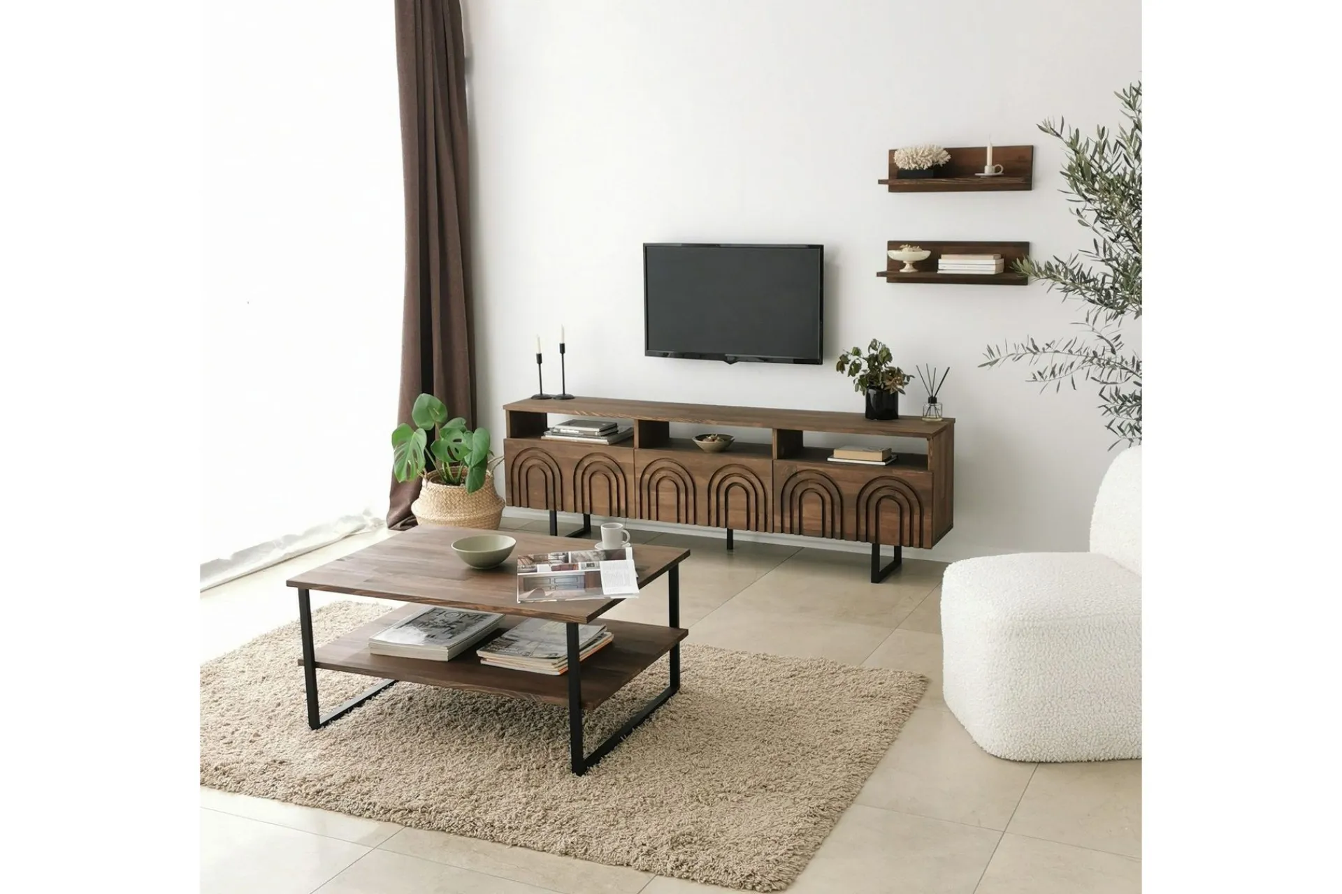 Tv-Møbelsett-Andifli Tv-møbelsett 50x15 cm Brun