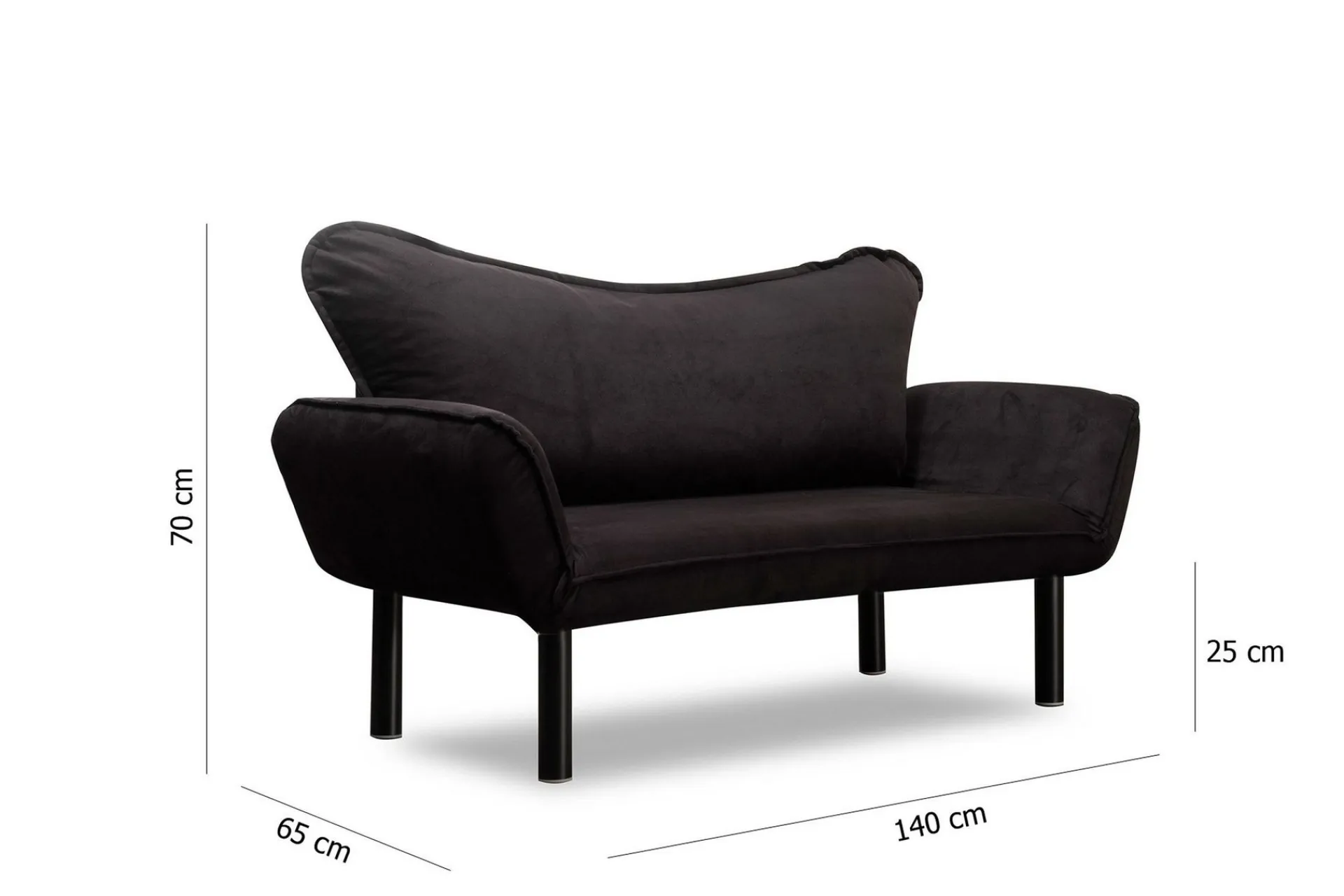 Velour Sofa & Fløyel Sofa-Annabelle Sovesofa 2-seter Svart
