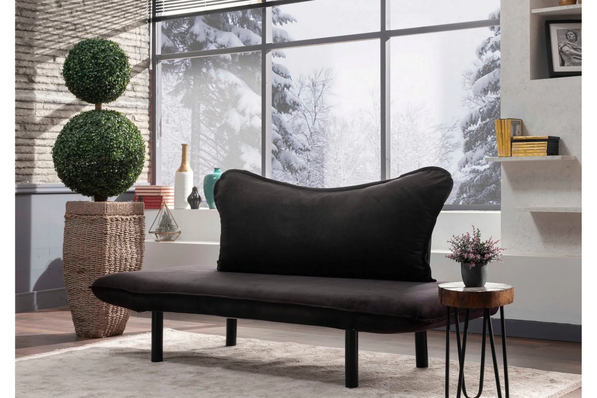 Velour Sofa & Fløyel Sofa-Annabelle Sovesofa 2-seter Svart