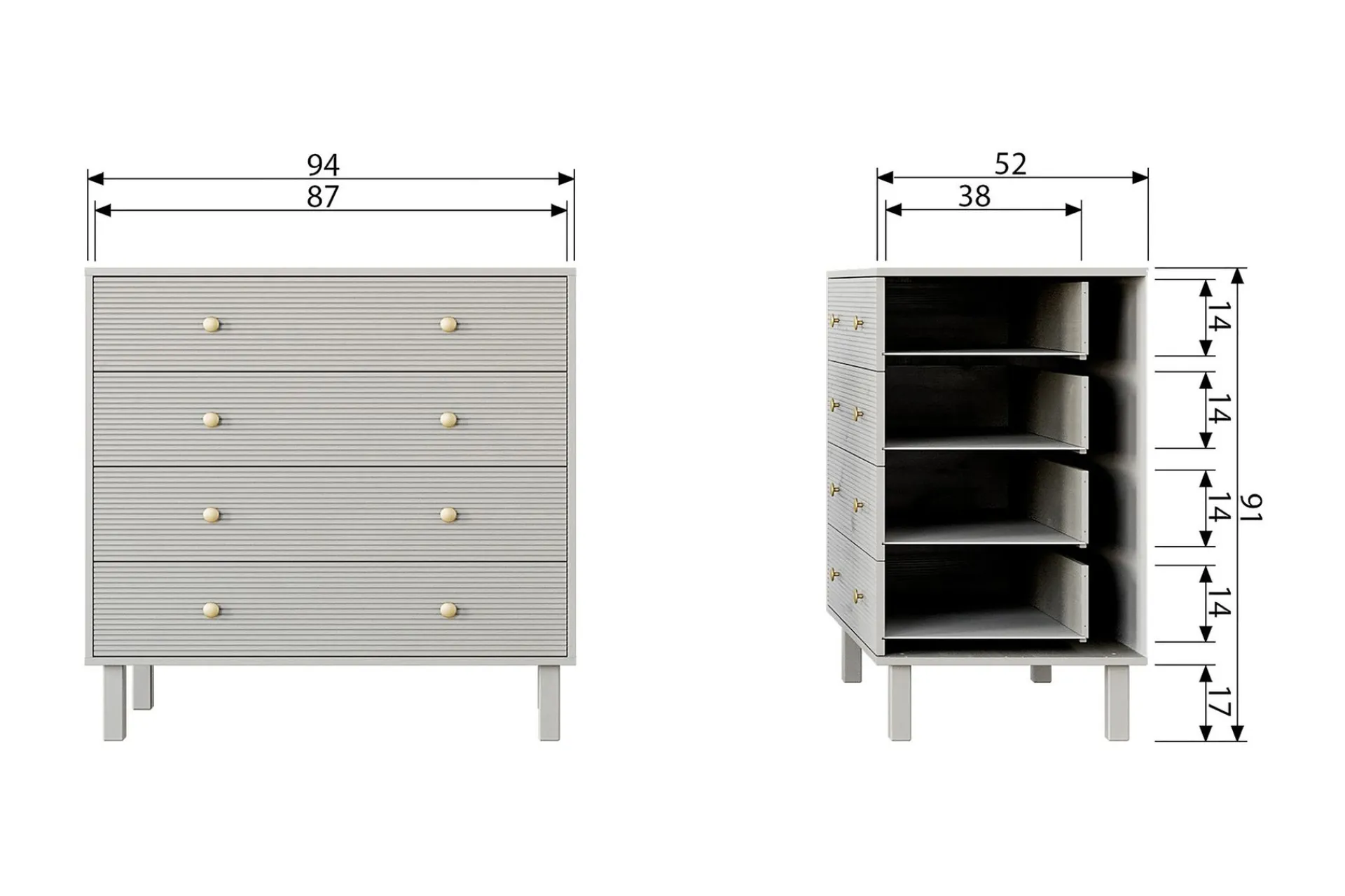 Kommode|Entrekommode-Antonie Kommode Kommode cm Grey