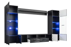 Concept 55 Apryl Modern TV mediamøbel med vitrineskap og LED-belysning