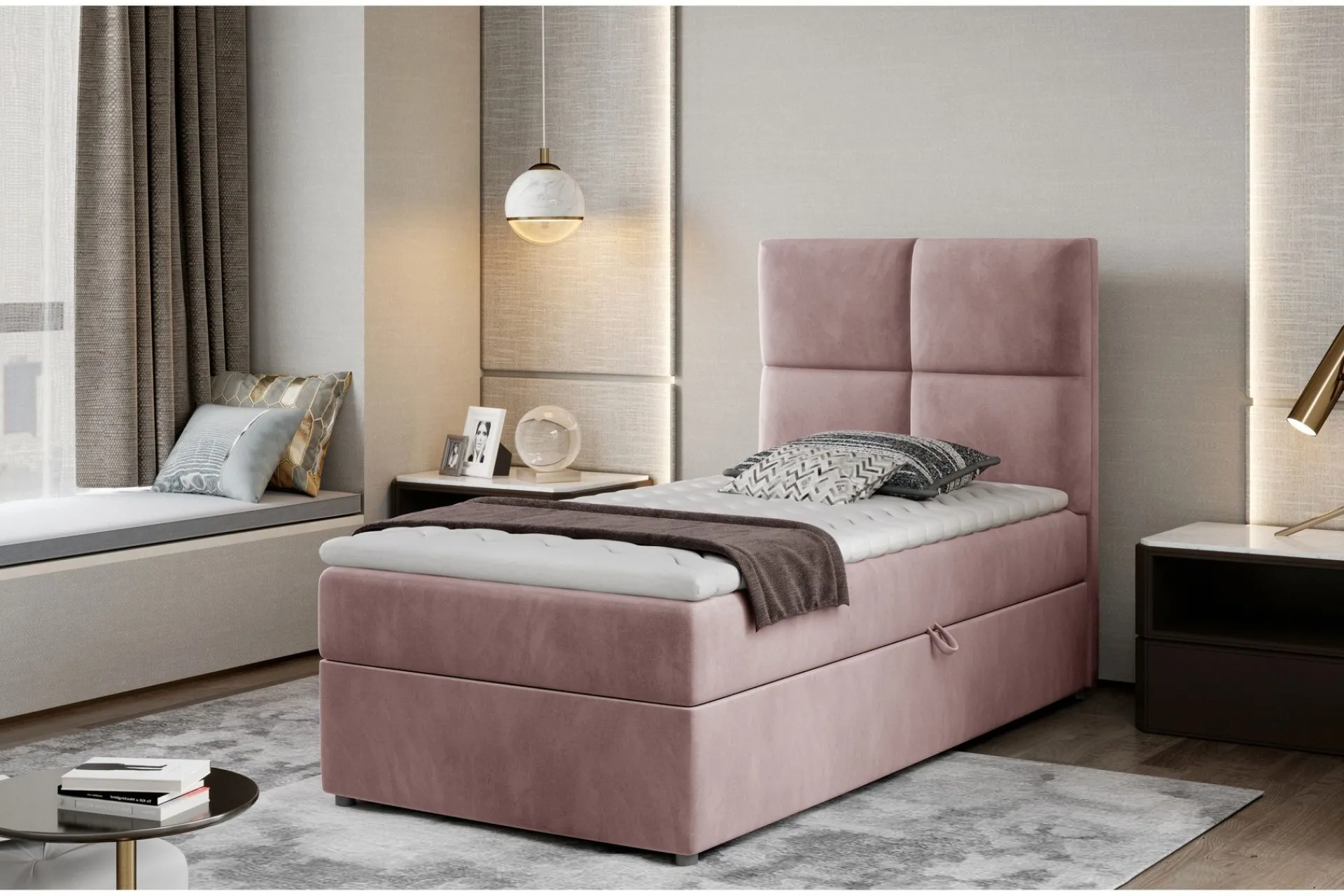 Arcore Oppbevaringsseng 90x200 cm Rutete