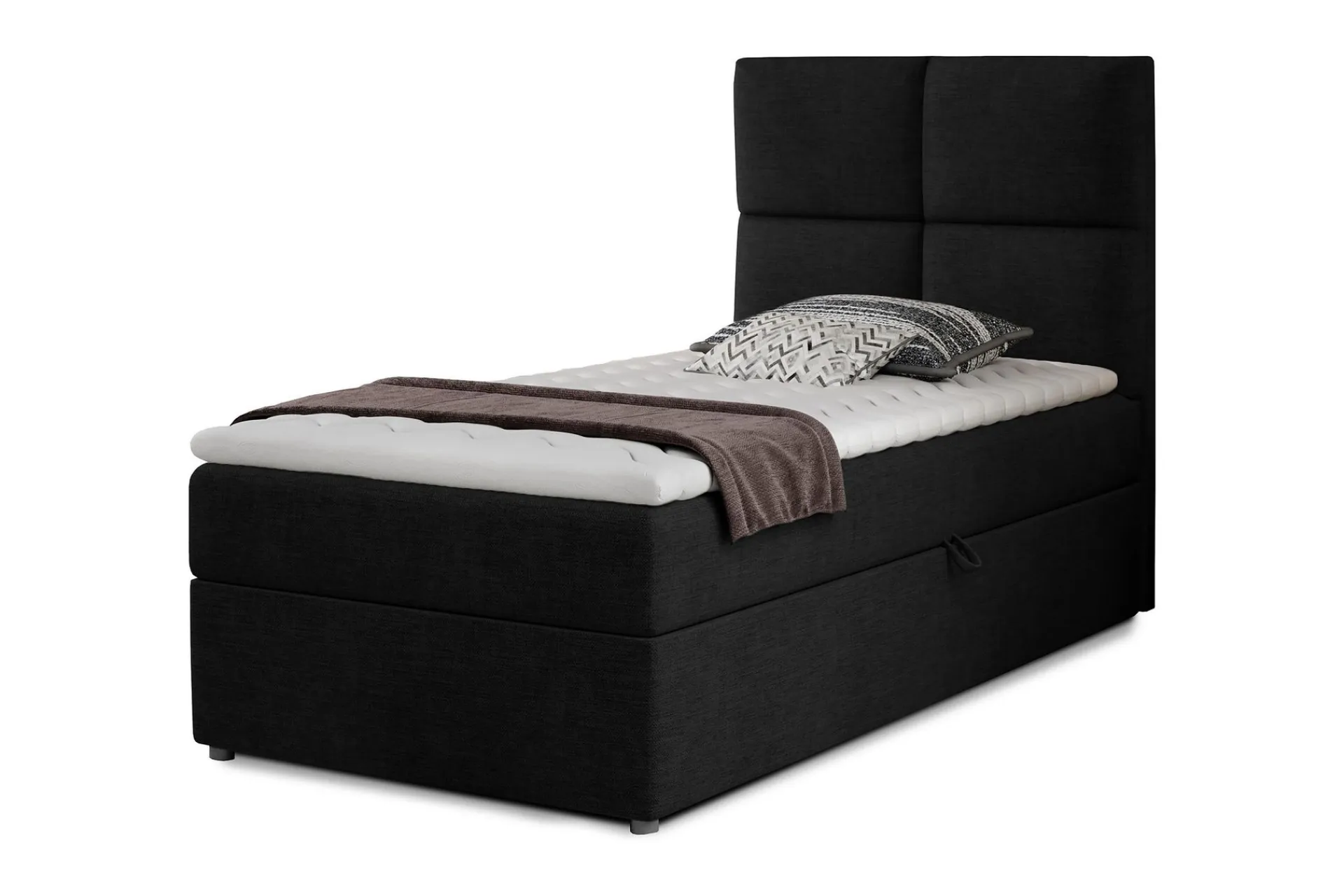 Seng Med Oppbevaring-Arcore Oppbevaringsseng 90x200 cm Rutete Svart