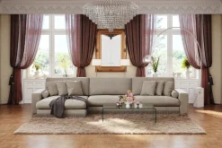Andrarum Sofa Med Sjeselong-Arken Lyx 6-seter Vendbar L-formet Dyp Divansofa i fløyel Beige