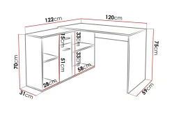 Kontorbord-Armacao Hjørneskrivebord 120 cm med Oppbevaring Beige,Hvit