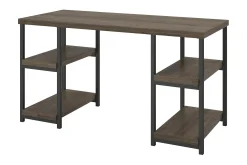 Dorel Home Kontorbord-Ashlar Skrivebord 137 cm med Oppbevaring 4 Hyller /Svart Brun