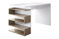 Kontorbord-Asillane Skrivebord 120 cm med Sideoppbevaring Hvit/Brun