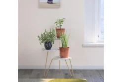 Novogratz AtHena Sidebord 55 cm Marmorlook/Hvit/Messing