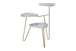 Novogratz AtHena Sidebord 55 cm Marmorlook/Hvit/Messing