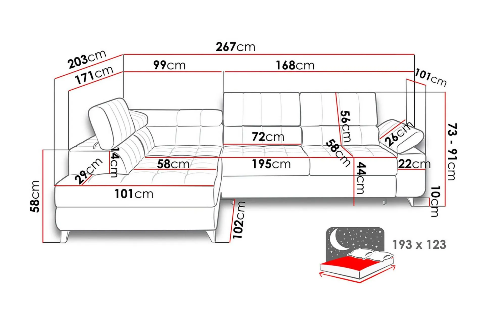 Velour Sofa & Fløyel Sofa-Azoulay Hjørnesofa Høyre Once 10