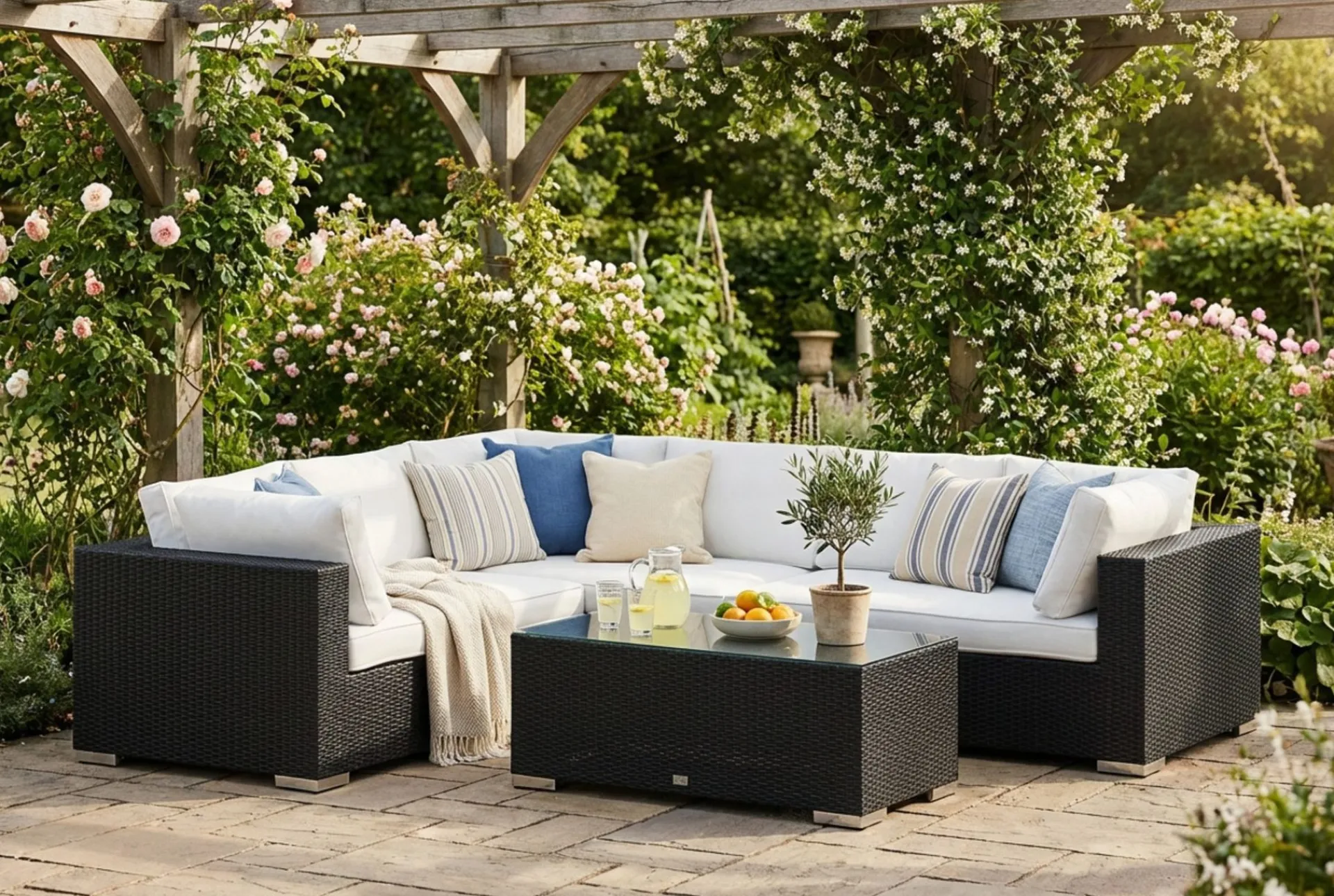 Comfort Garden Moduler|Moduler-Bahamas Høyremodul Utendørs 140 cm i Kunstrotting Svart