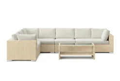 Comfort Garden Bahamas L-formet utesofa høyre, 7-seters med bord og hylle