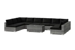 Comfort Garden Bahamas U-formet utendørs loungegruppe med åpen avslutning, 9-seters med bord