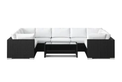Comfort Garden Bahamas U-formet utendørs loungegruppe med lukket avslutning, 10-seters med bord og hylle