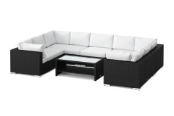 Comfort Garden Bahamas U-formet utendørs loungegruppe med lukket avslutning, 10-seters med bord og hylle