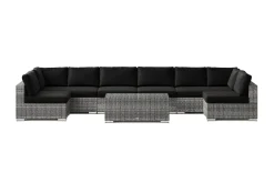 Comfort Garden Bahamas U-formet utendørs loungegruppe med åpen avslutning, 8-seters med bord