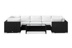 Comfort Garden Bahamas U-formet utendørs loungegruppe med lukket avslutning, 7-seters med bord og hylle