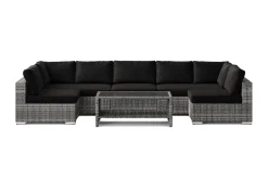 Comfort Garden Pumper Og Irrigasjon|Loungesett-Bahamas U-formet utendørs loungegruppe med åpen avslutning, 7-seters med bord og hylle Grå