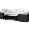 Comfort Garden Veranda & Terrasse|Loungesett-Bahamas U-formet utendørs loungegruppe med lukket avslutning, 6-seters med bord og hylle