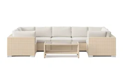 Comfort Garden Bahamas U-formet utendørs loungegruppe med åpen avslutning, 8-seters med bord