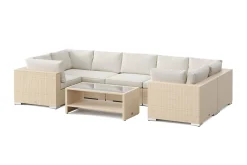 Comfort Garden Bahamas U-formet utendørs loungegruppe med åpen avslutning, 8-seters med bord