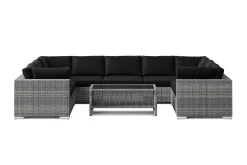 Comfort Garden Veranda & Terrasse-Bahamas U-formet utendørs loungegruppe med lukket avslutning, 9-seters med bord og hylle