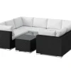 Comfort Garden Bahamas U-formet utendørs loungegruppe med lukket avslutning, 7-seters med bord
