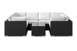 Comfort Garden Bahamas U-formet utendørs loungegruppe med lukket avslutning, 7-seters med bord